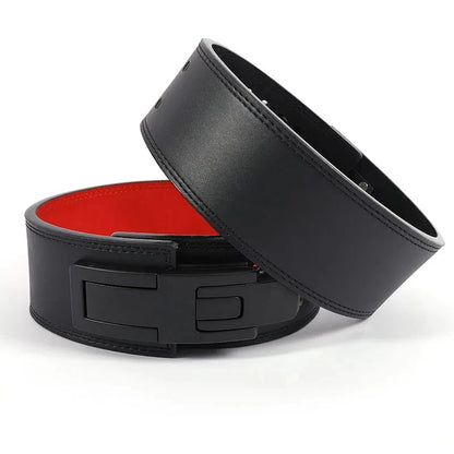 Weightlifting Belt Cowhide Leather Lever Buckle Waist Support for Powerlifting Squat Deadlift Gym Training