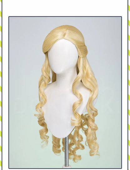 Women Princess Wig Anime DokiDoki Women Long 80cm Golden Curls Hair Christmas Princess Cosplay High Heat Resistant Free Cap Wig