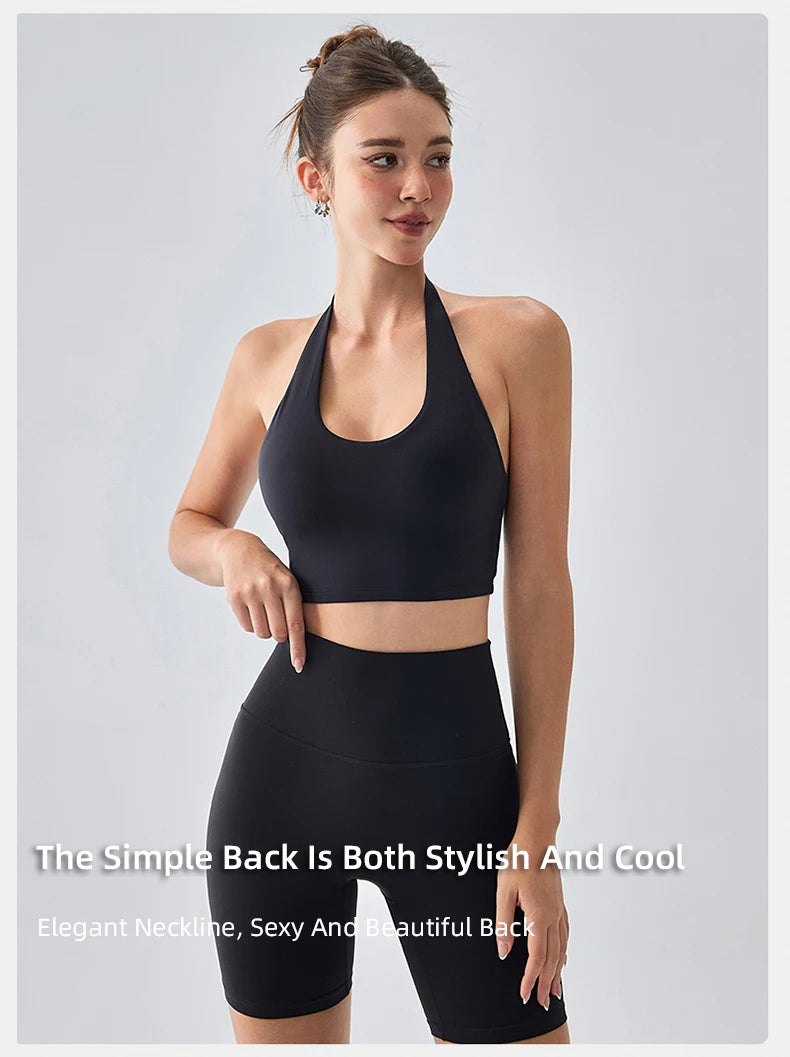 Sexy Sports Bra for Women Halter Yoga Tank Top Seamless Shockproof Push Up Fitness Gym Workout Fast Dry Underwear