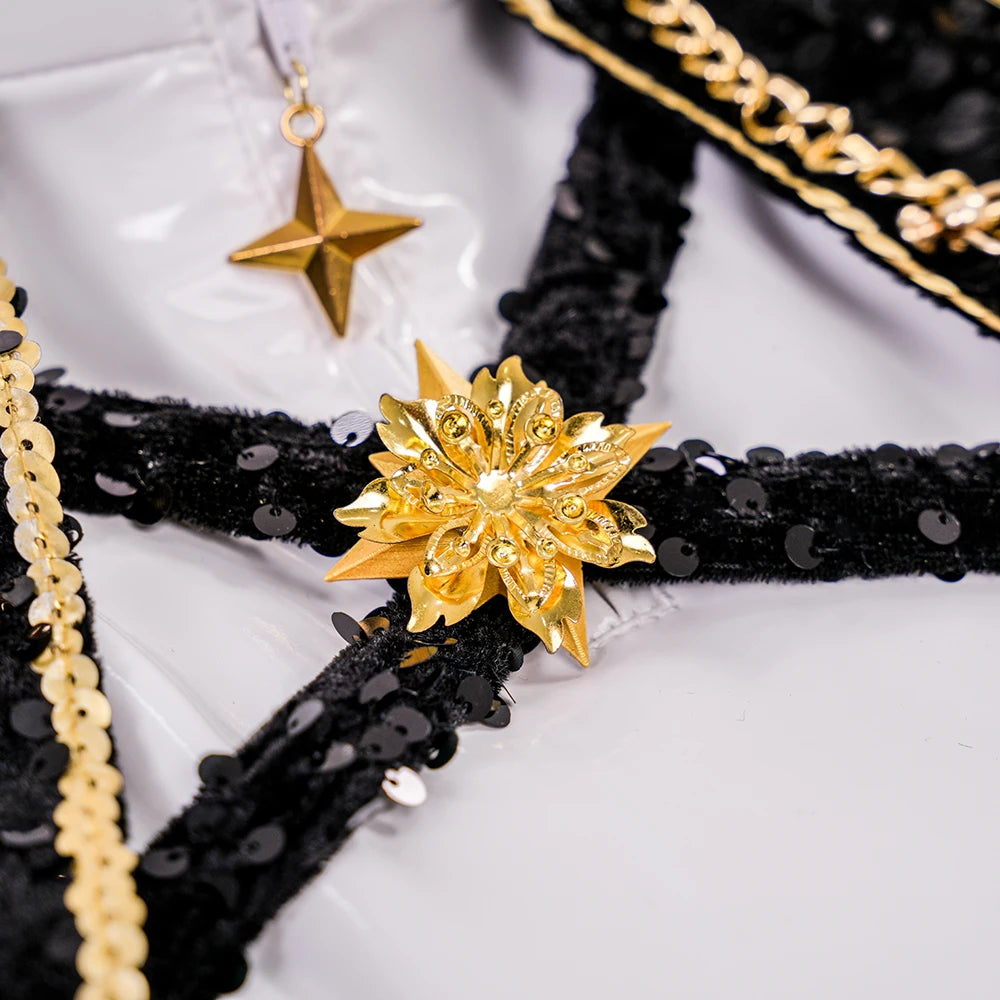 KPop Demon Hunters Rumi Cosplay Costume Black Gold Stage Costume Uniform Huntrix Performance Outfit Halloween Party Women Girls