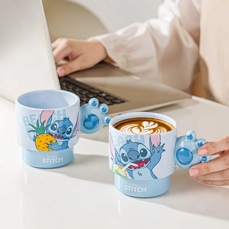 Disney Stitch Mug Office Coffee Cup Stackable Ceramics Mugs High Value Couple Water Cups Student Hot Water Cup Festival Gift