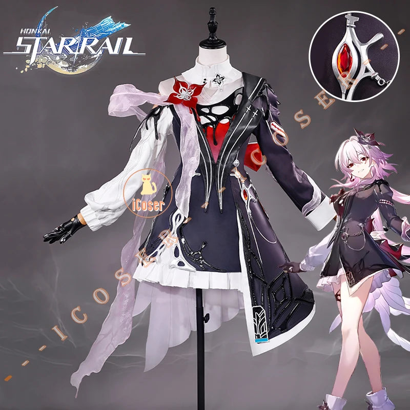 Honkai Star Rail Evernight March 7th Cosplay Costume Dress Earrings Headwear Mysterious Foreign Guest Halloween Party for Women
