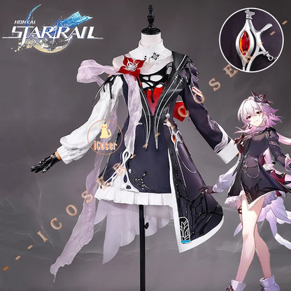 Honkai Star Rail Evernight March 7th Cosplay Costume Dress Earrings Headwear Mysterious Foreign Guest Halloween Party for Women