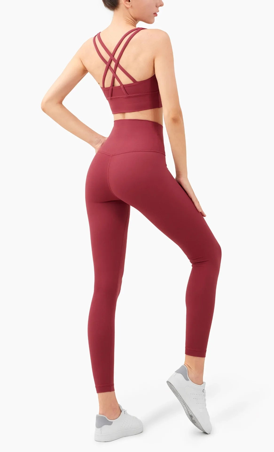 Women’s 2 Piece Yoga Set Sleeveless Cross Back Sports Bra and Leggings Athletic Tracksuit Pilates Fitness