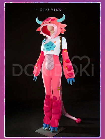 Neekoo Cosplay Costume Game Cosplay DokiDoki-R Neekoo Skin Super Fan Cosplay Women Cute Red Plush Costume Tail