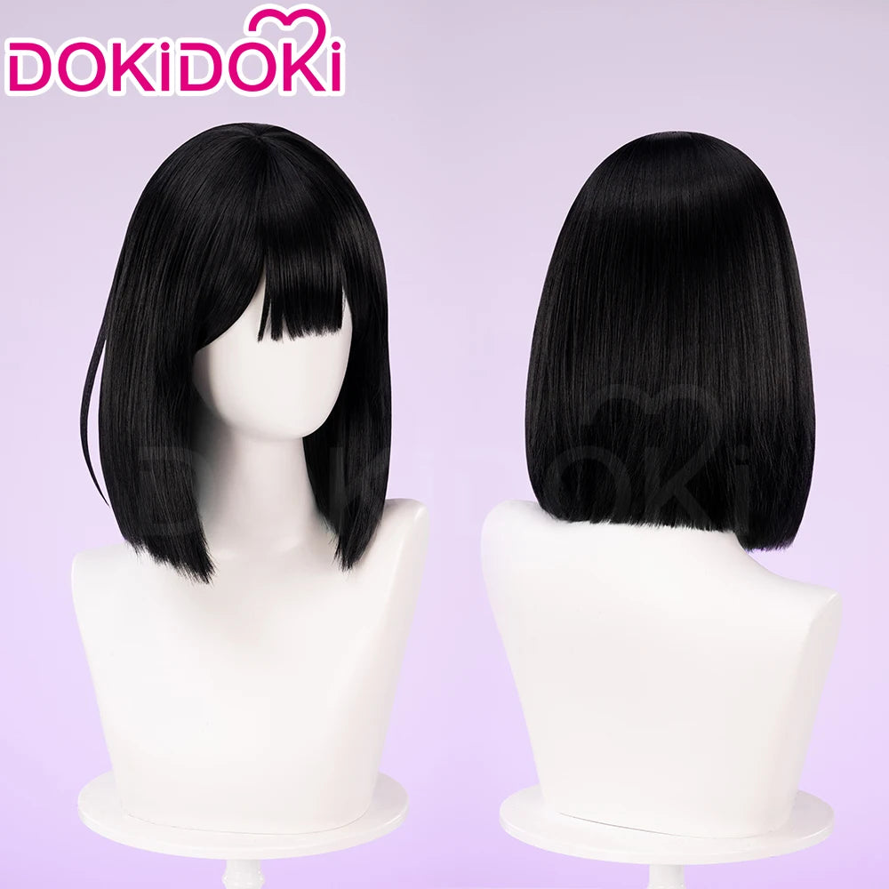 IN STOCK SUA Wig Anime Cosplay Wig Alien Stage DokiDoki Women 35cm Black Short Hair Ear Clips Heat Resiatant Hair Free Wig Cap
