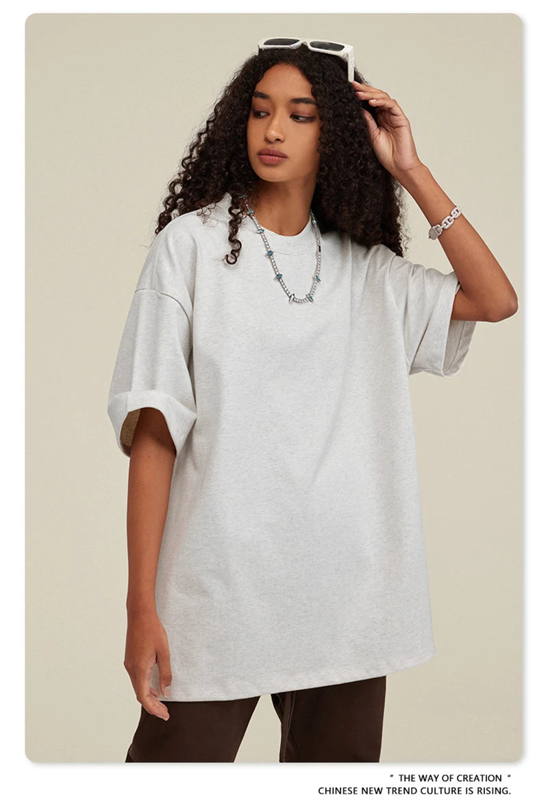 ZODF 2025 Heavy-Weight 425gsm 100% Cotton T-Shirts For Men Unisex Summer Oversized O-Neck Basic Solid T Shirt Brand Tees HY0485