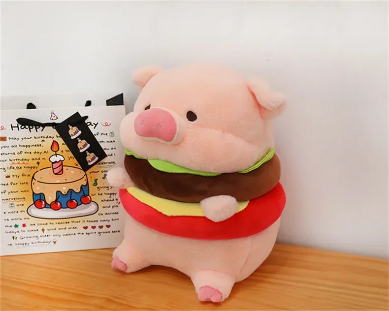 New 50cm Hamburger Pig Plush Toy Fluffty Kawaii Plushie Doll Simulation Pig Doll Anime Cute Stuffed Animals Soft Plush Gift