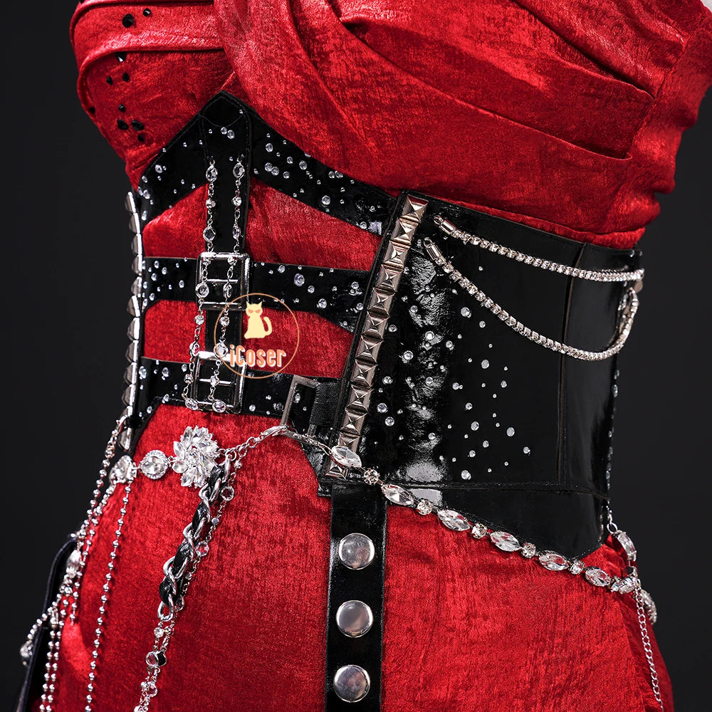 Love and Deepspace MC Cosplay Costume Midnight Waltz Red Dress Heroines New Skin Outfit Sylus Halloween Party for Women Girls