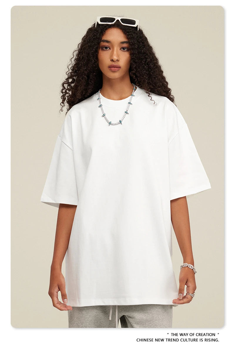 ZODF 2025 Heavy-Weight 425gsm 100% Cotton T-Shirts For Men Unisex Summer Oversized O-Neck Basic Solid T Shirt Brand Tees HY0485