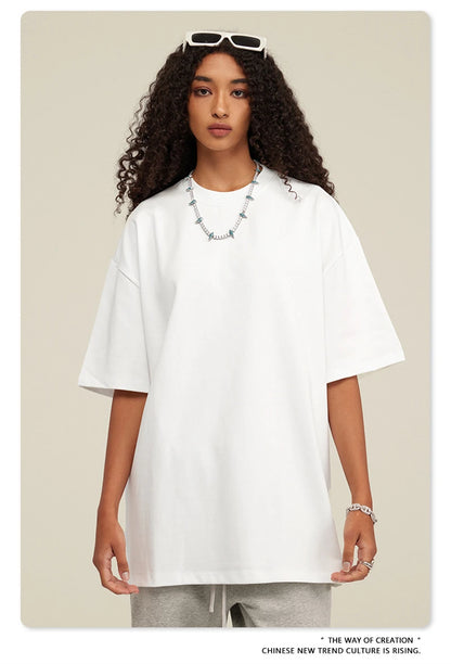 ZODF 2025 Heavy-Weight 425gsm 100% Cotton T-Shirts For Men Unisex Summer Oversized O-Neck Basic Solid T Shirt Brand Tees HY0485