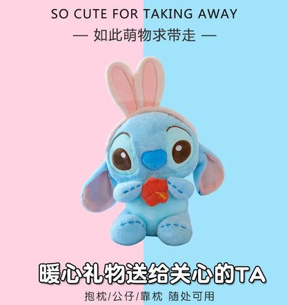 95cm Large Big Size Disney Stitch Angel Transformed Into A Rabbit Anime Plush Stuffed Doll Room Plushies Pillow Ornaments Gifts