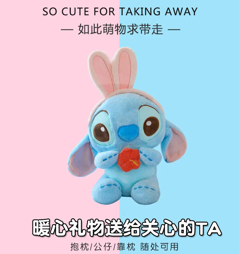40/56/76cm Big Size Disney Stitch Angel Transformed Into A Rabbit Anime Plush Stuffed Doll Room Plushies Pillow Ornaments Gifts