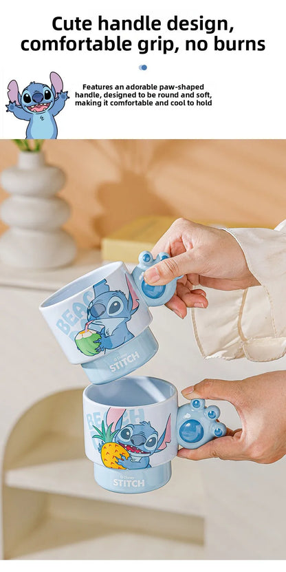 Disney Stitch Mug Office Coffee Cup Stackable Ceramics Mugs High Value Couple Water Cups Student Hot Water Cup Festival Gift