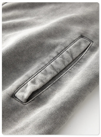 ZODF New Winter Washed Double Zipper Jackets For Men Unisex Loose Heavy Weight 450gsm Raglan Sleeve Cotton Coats HY0654