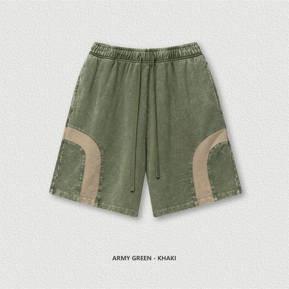 ZODF 2025 Summer Patchwork Washed Cotton Shorts For Men Unisex Retro Y2K High Street Distressed 330gsm Shorts Streetwears HY1057