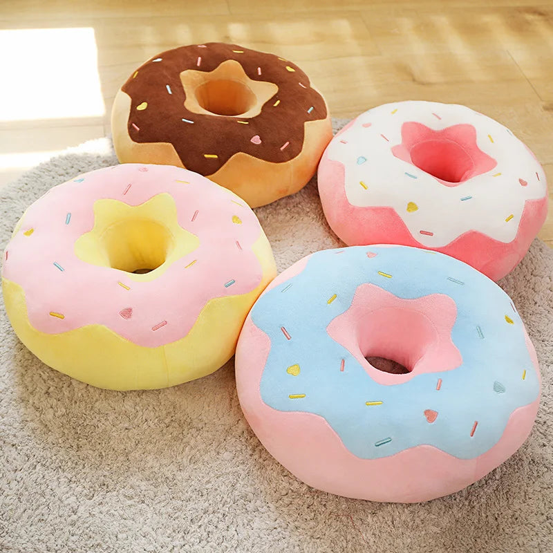 ZU 38cm Sweet Buns Donut Soft Toy Stuffed Cream Doughnut Plush Pillow Simulation Food Sofa Chair Cushion Kids Girl Gift