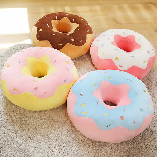 ZU 38cm Sweet Buns Donut Soft Toy Stuffed Cream Doughnut Plush Pillow Simulation Food Sofa Chair Cushion Kids Girl Gift