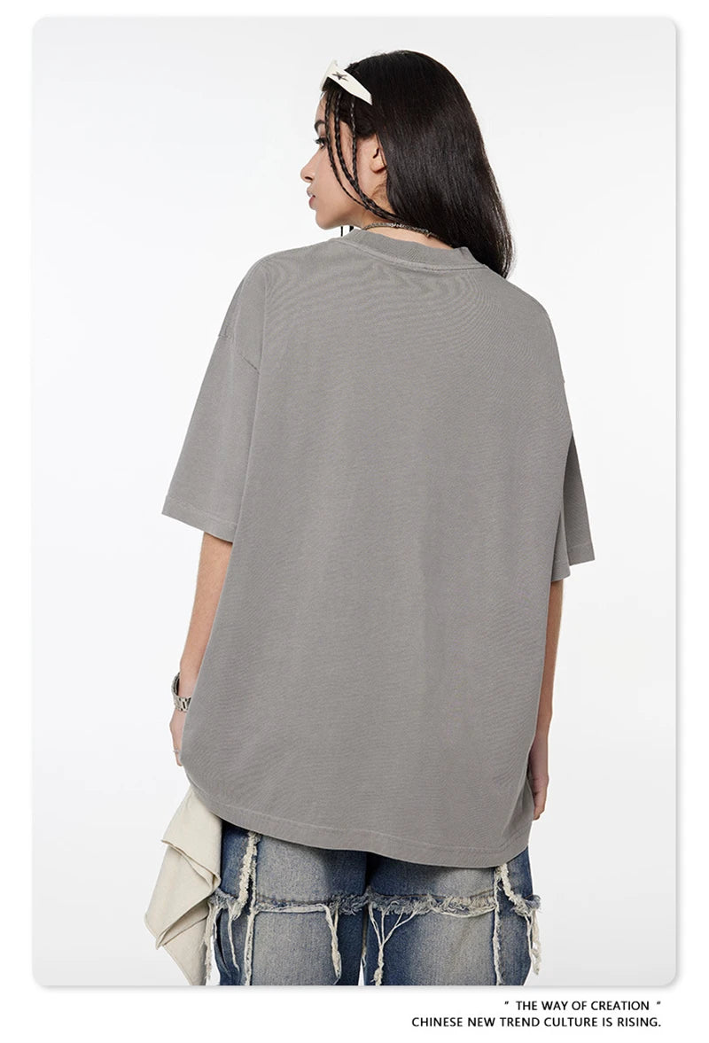 ZODF New Spring Summer 200gsm Washed Cotton T Shirts For Men Unisex Women Retro Casual Basic Solid T-Shirt Brand Tees HY0775