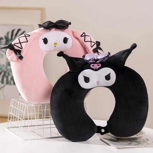 Cartoon Anime My Melody Plush Toy Soft Cute Sanrio Kuromi U-Shaped Pillow Nap Pillow Car Travel Pillow Gifts For Girl