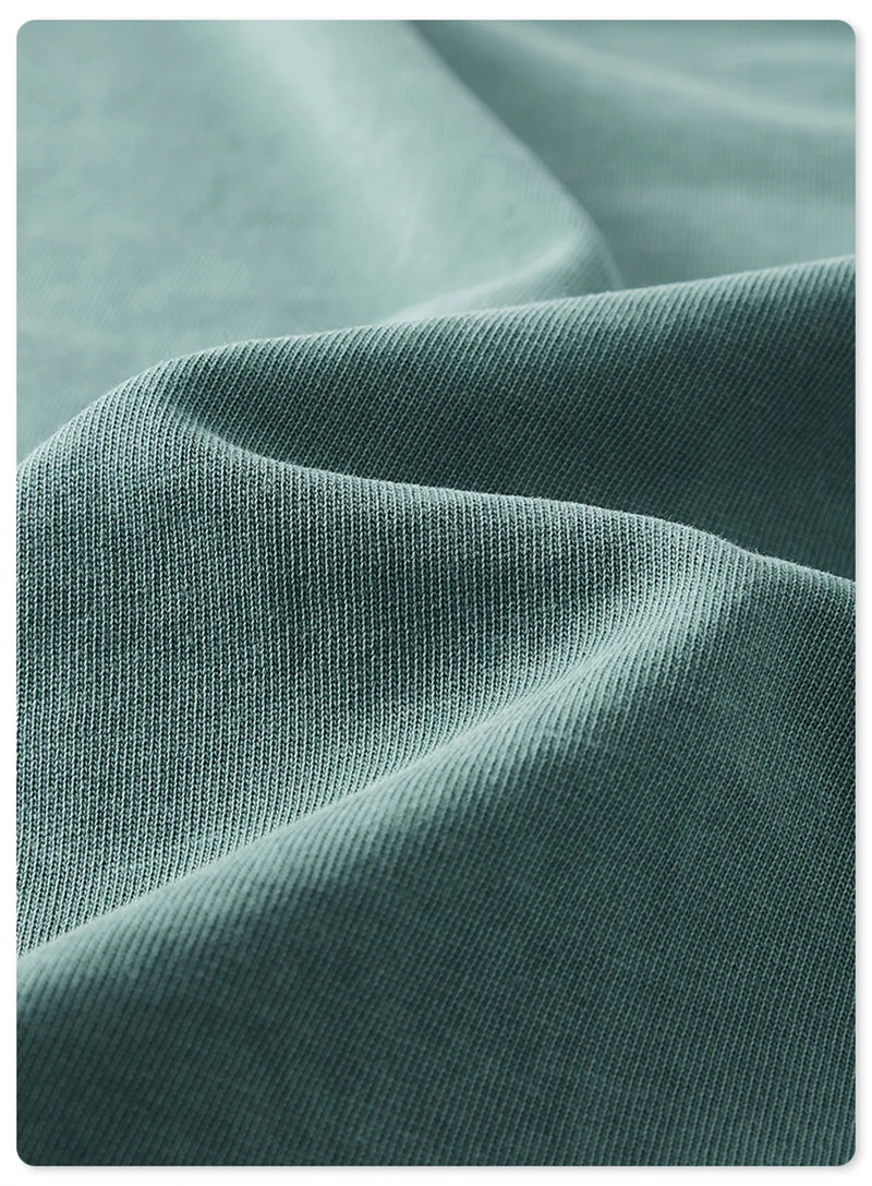 ZODF New Autumn Men's 260gsm 100% Cotton T Shirts Unisex Retro High Street Loose Washed Solid Tees Streetwears HY0376