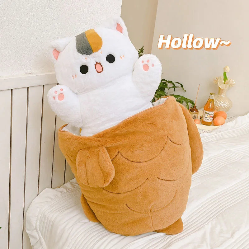 1pc Big Size Japan Taiyaki Cat Plushie Hiding in Sleeping Bag Bunny in Carrot Ferry Animals Plushie Throw Pillow For Kids Girl
