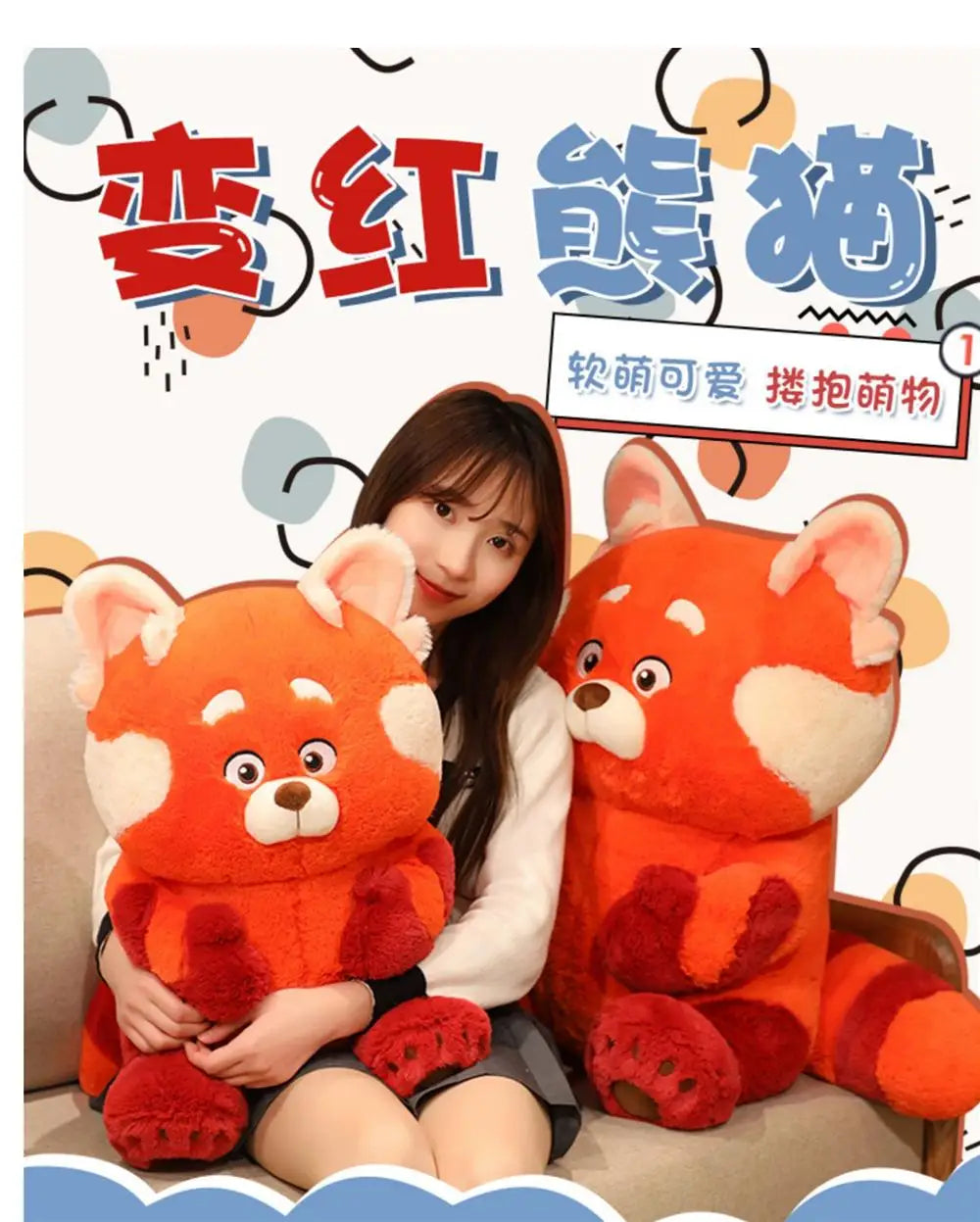 12-70cm Genuine Disney Turnings Red Plush Toys Kawaii Anime Panda Plushies Pillow Stuffed Bear Doll Girl Soft Toy for Kids Gift