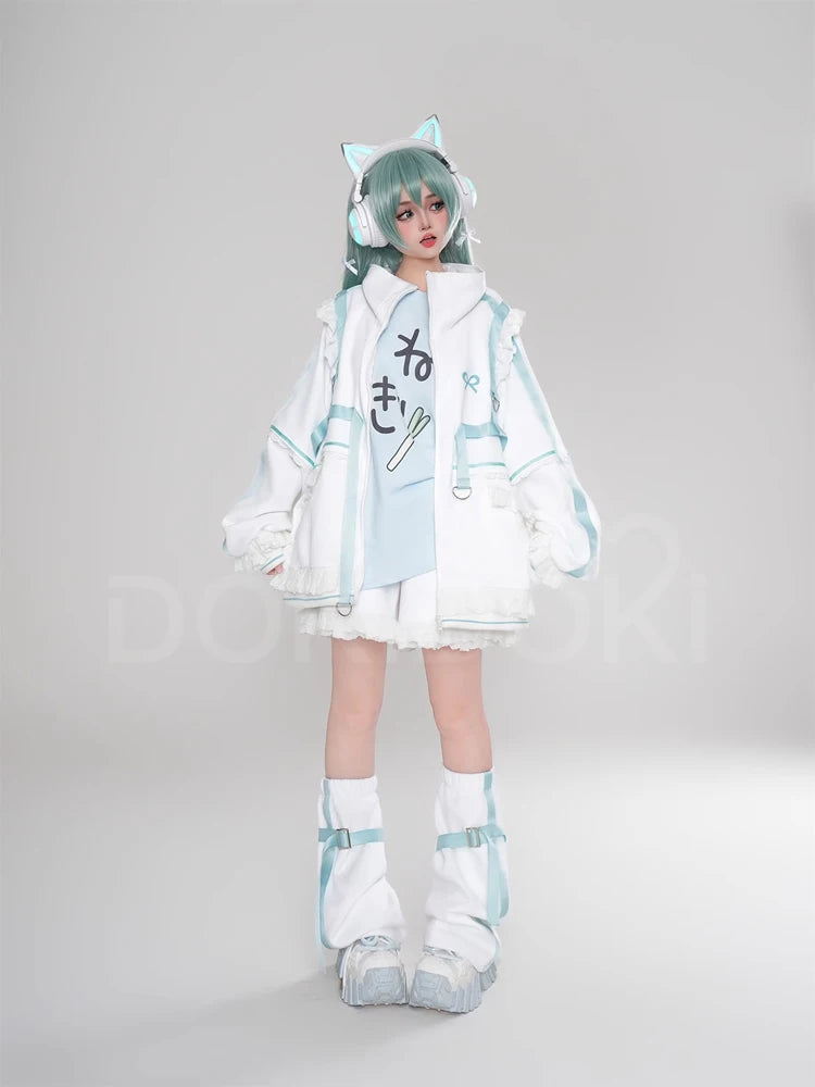 Rinn Mikuu Cosplay Costume DokiDoki-R Mikku Rinn Cosplay Women Cute Black Green Costume Set Mikuu Rinn Cosplay
