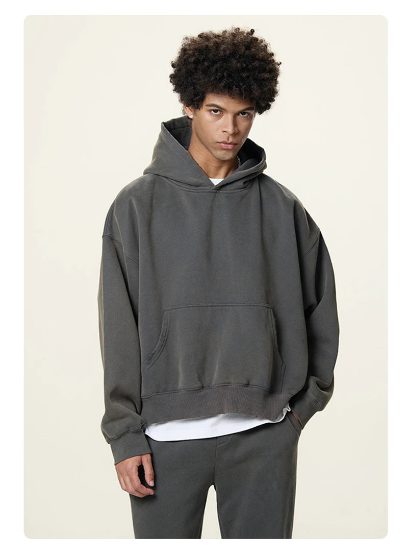 ZODF New 2025 Winter Man 350gsm Washed Fleece Hoodies Unisex Loose Boxy Style Hooded Pullovers Brand Outwears HY0041