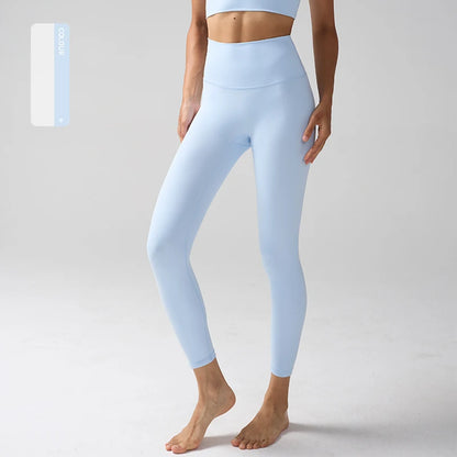 High Waist Naked Feeling Leggings for Women – Fitness Running Yoga Gym and Casual Workout Tight Pants - Baby Blue / S