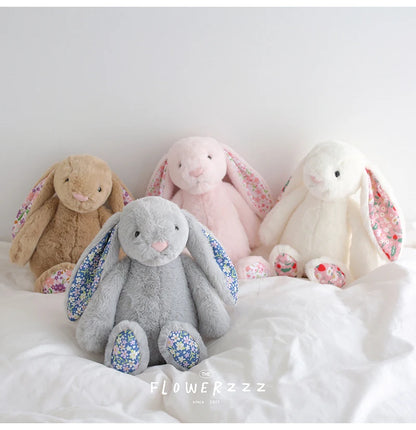 30cm Cartoon Floral Rabbit Plush Toy Pink White Bonnie Rabbit Stuffed Animal Doll Children's Room Decor Birthday Gift For Girl
