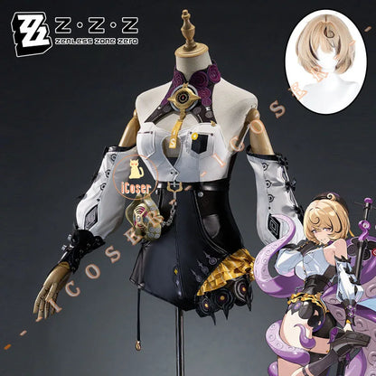 Zenless Zone Zero Yidhari Cosplay Costume Wig Uniform Bodysuit Hat Spook Shack Halloween Party for Women Girls Role Play Outfit