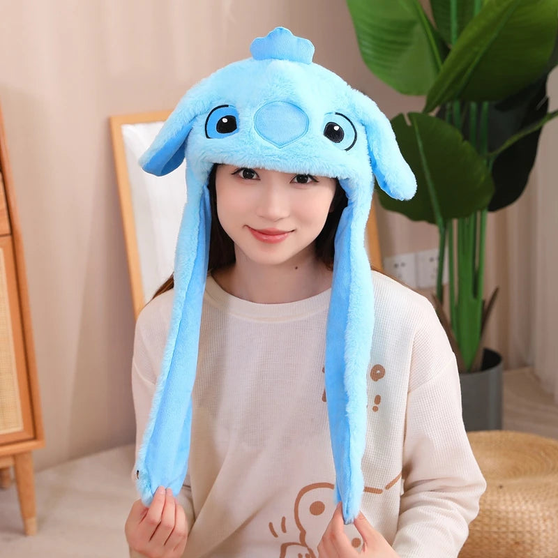 Plush Hat With Movable Ears Stitch My Melody Kuromi Cinnamoroll Kawaii Plush Little Hat Gifts For Children