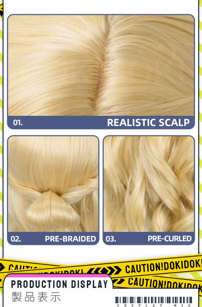 Women Princess Wig Anime DokiDoki Women Long 80cm Golden Curls Hair Christmas Princess Cosplay High Heat Resistant Free Cap Wig