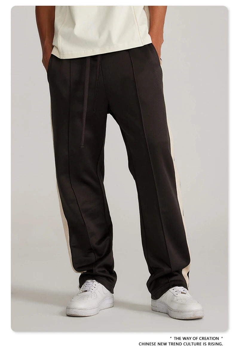 ZODF Spring Summer 275GSM Basic Side Webbing Trousers For Men Unisex American Retro Casual Sports Straight Pants HY0540