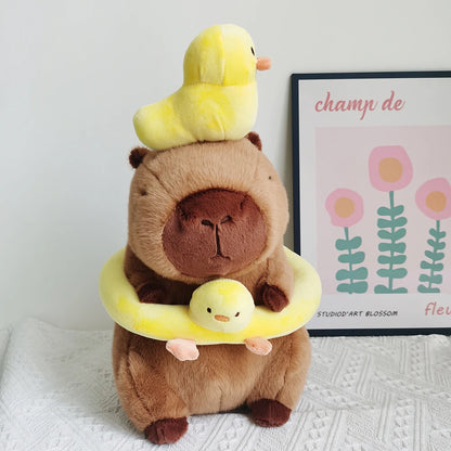 Cute Stuffed Capybara Plush Toy Holding Boba Tea Flower Capybara Plushies Cosplay Bread Dino Avocado Lovely Teddy Girl Gift