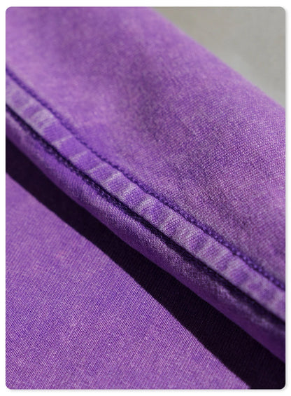 ZODF New Summer Men Washed Batik Cotton T Shirts Unisex American Retro High Street 270gsm Short Sleeve Tees Streetwear HY0489