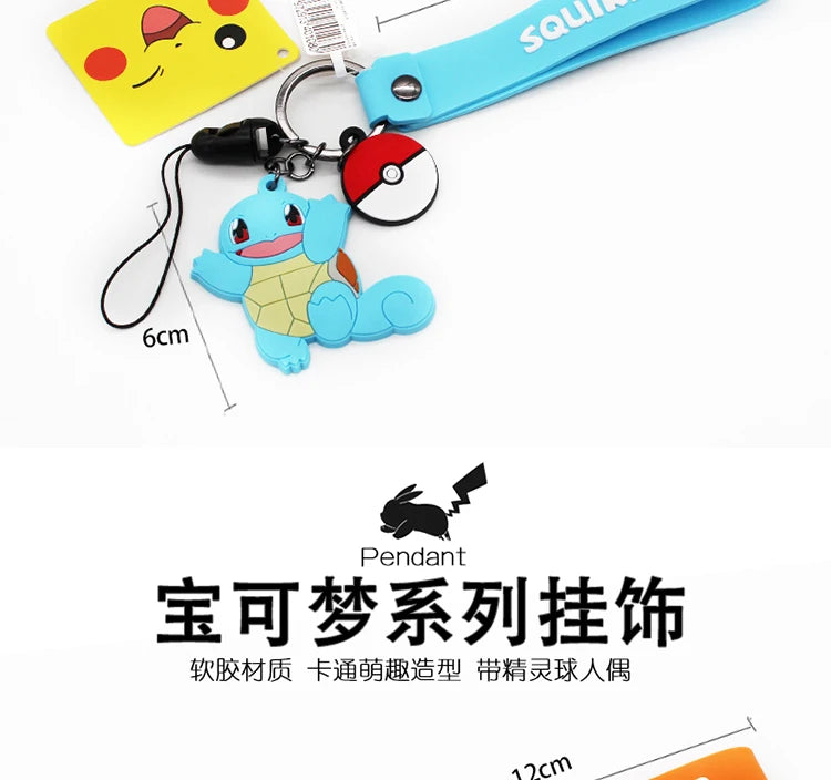 Genuine Pokemon Action Figure Pikachu Keychain Squirtle Bulbasaur Charmander Psyduck Keyring Backpack Pendant Model Toy Kid Gift