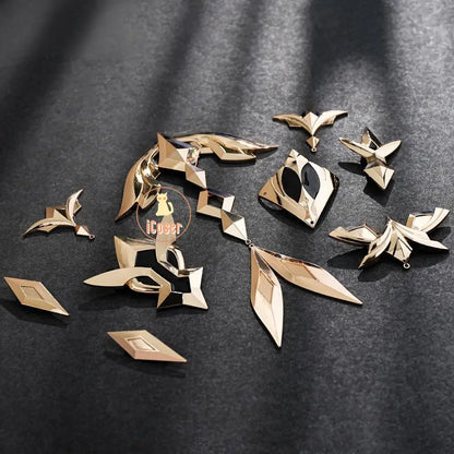 Genshin Impact Skirk Cosplay Costume Wig Dress Uniform Headwear Metal Accessories Festival Halloween Party for Women Girl iCoser