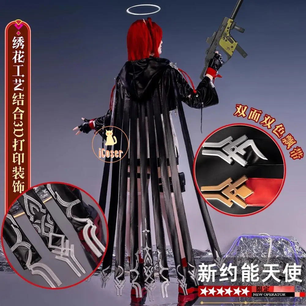 Arknights Exusiai The New Covenant Cosplay Costume Wig Uniform Headwear Earrings Halloween Party for Women Girls Carnival Outfit