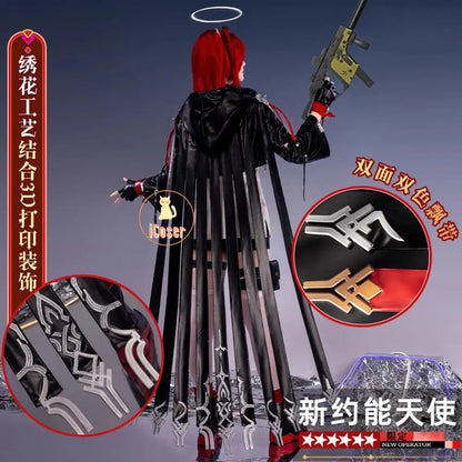 Arknights Exusiai The New Covenant Cosplay Costume Wig Uniform Headwear Earrings Halloween Party for Women Girls Carnival Outfit