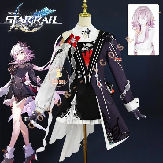 Honkai Star Rail Evernight March 7th Cosplay Costume Dress Earrings Mysterious Foreign Guest Halloween Party for Women Carnival