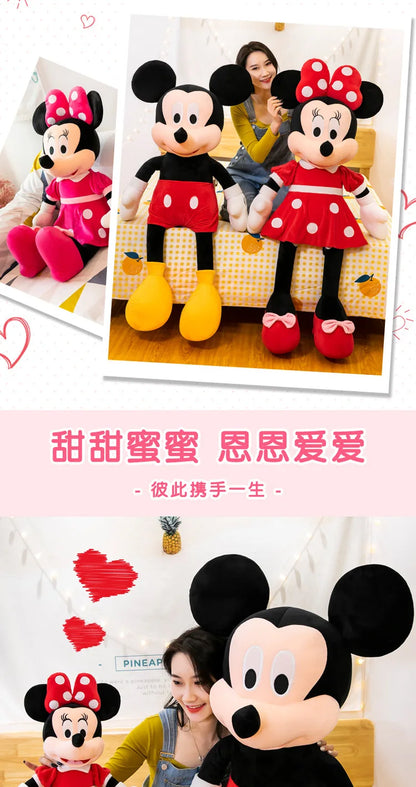 Disney 100cm Plush Mickey Minnie Doll Cartoon Cute Mouse Stuffed Toy for Kids Birthday Christmas Gift Large Hugging Pillow For