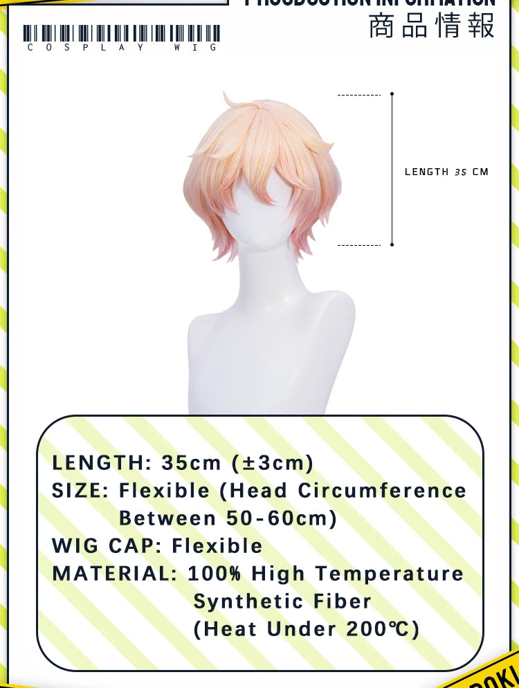 IN STOCK Dahlia Ifa Wig Game Genshin Impact DokiDoki Men Pink Hair Mondstadt Ifa Cosplay Dahlia Book Prop Free Wig Cap