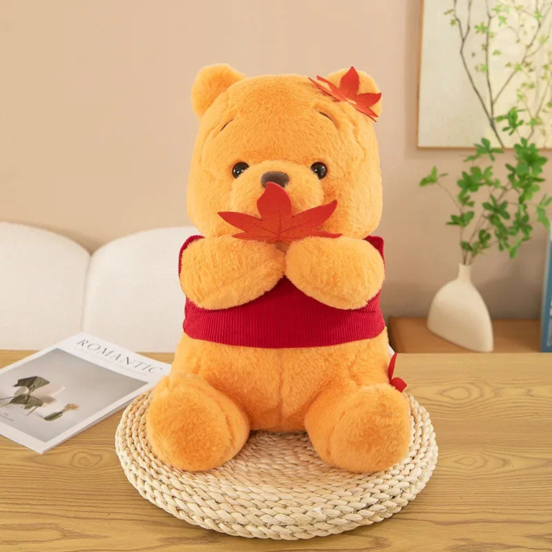 70cm Big Size Disney Pooh Bear Maple Leaf Anime Plush Stuffed Doll Room Plushies Pillow Cute Ornaments Children's Holiday Gifts
