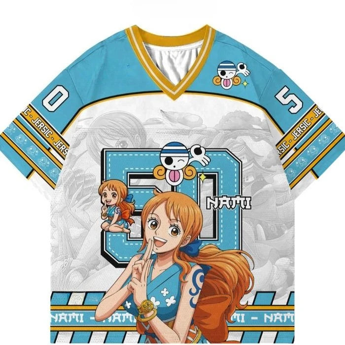 Jersey One Piece The Straw Hat Pirates Anime Kpop Baseball Hockey T-shirt Fashion Streetwear Anime Y2k Daily Unisex Tops Tees