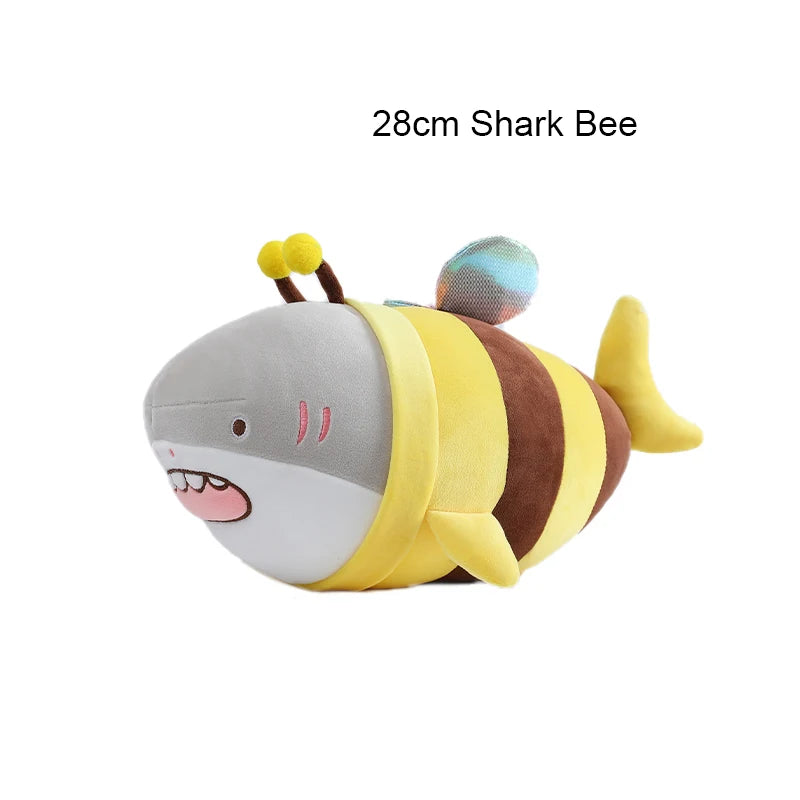ZU Cute Flower Face Honey Bee Plush Toy Lovely Shark & Bee Caterpillar Ladybug Stuffed Soft Dolls Gift for Girl Boy Home Decor