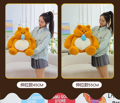 35-45cm Cute Muscle Bear Snot Bear Doll Sitting Posture Pull String Animals Stuffed Toy Soft 24CM Plush Bear Doll Kids Kawaii