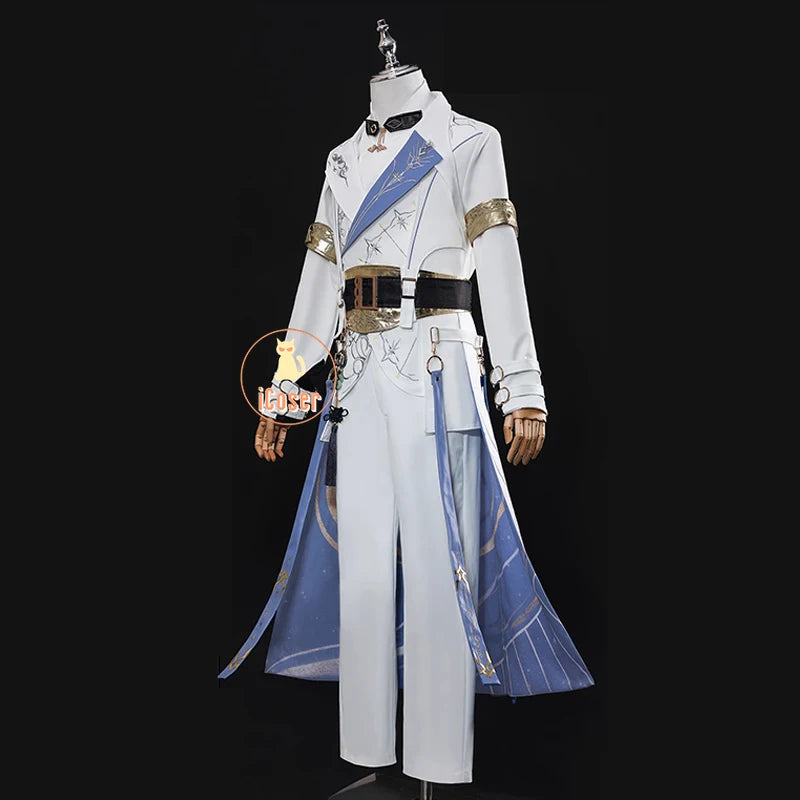 Love and Deepspace Xavier Lumiere Cosplay Costume Wig Shimmering Moonlight Uniform Earrings Halloween Party Women Men Carnival