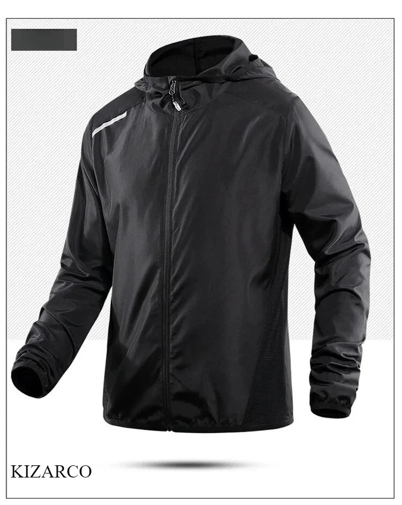 2025 Running Jacket Autumn Reflective Hooded Gradient Color Sportswear Breathable Men and Women Jogging Coat